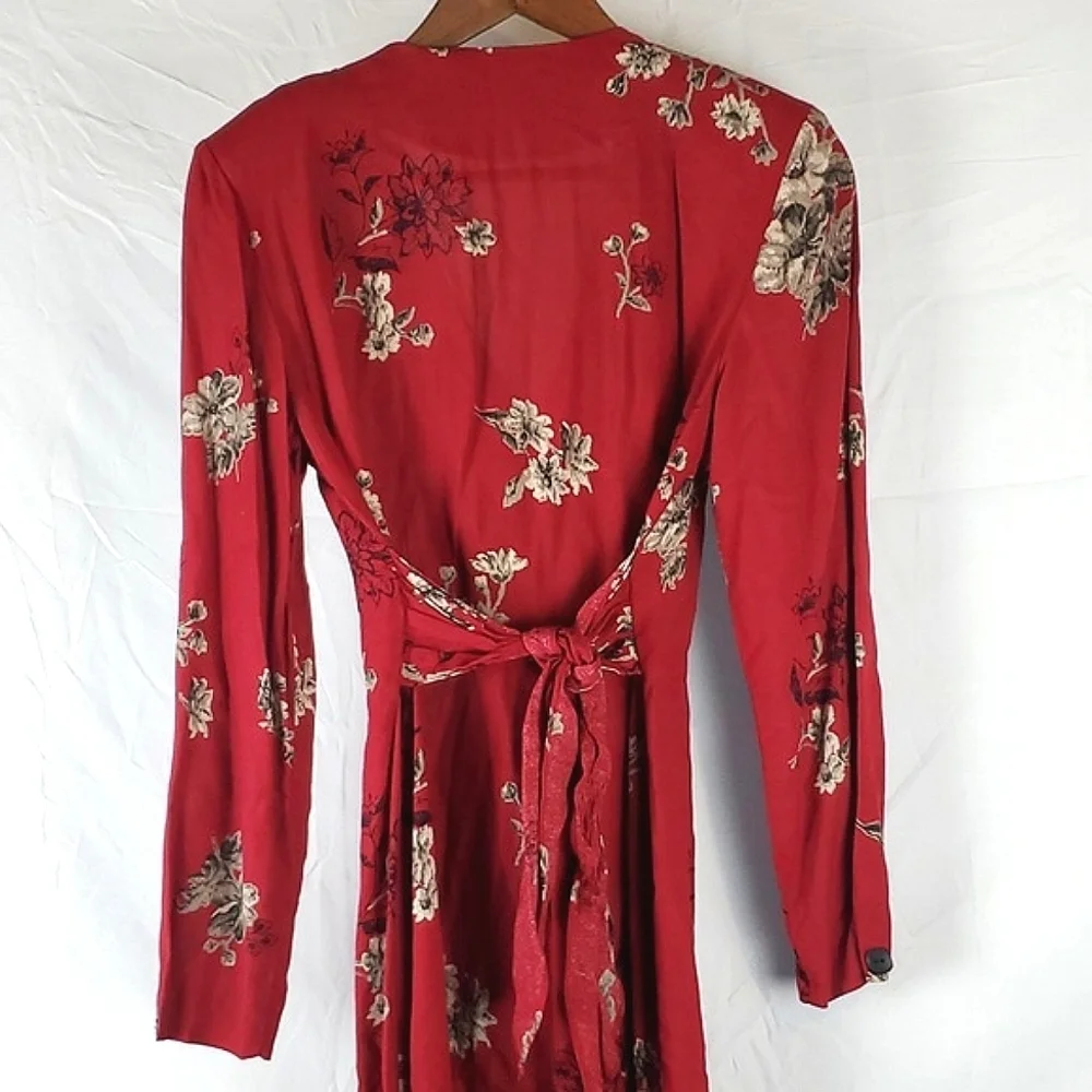 Vintage 90s Red Floral‎ Dress